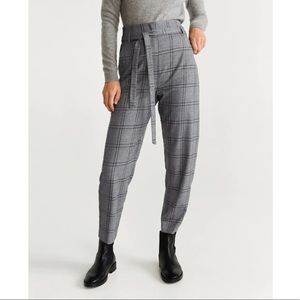 High-waisted belted trousers